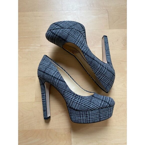Jessica Simpson "Nellah" Platform Heel BNWT Black/White Plaid Fabric - Picture 5 of 8